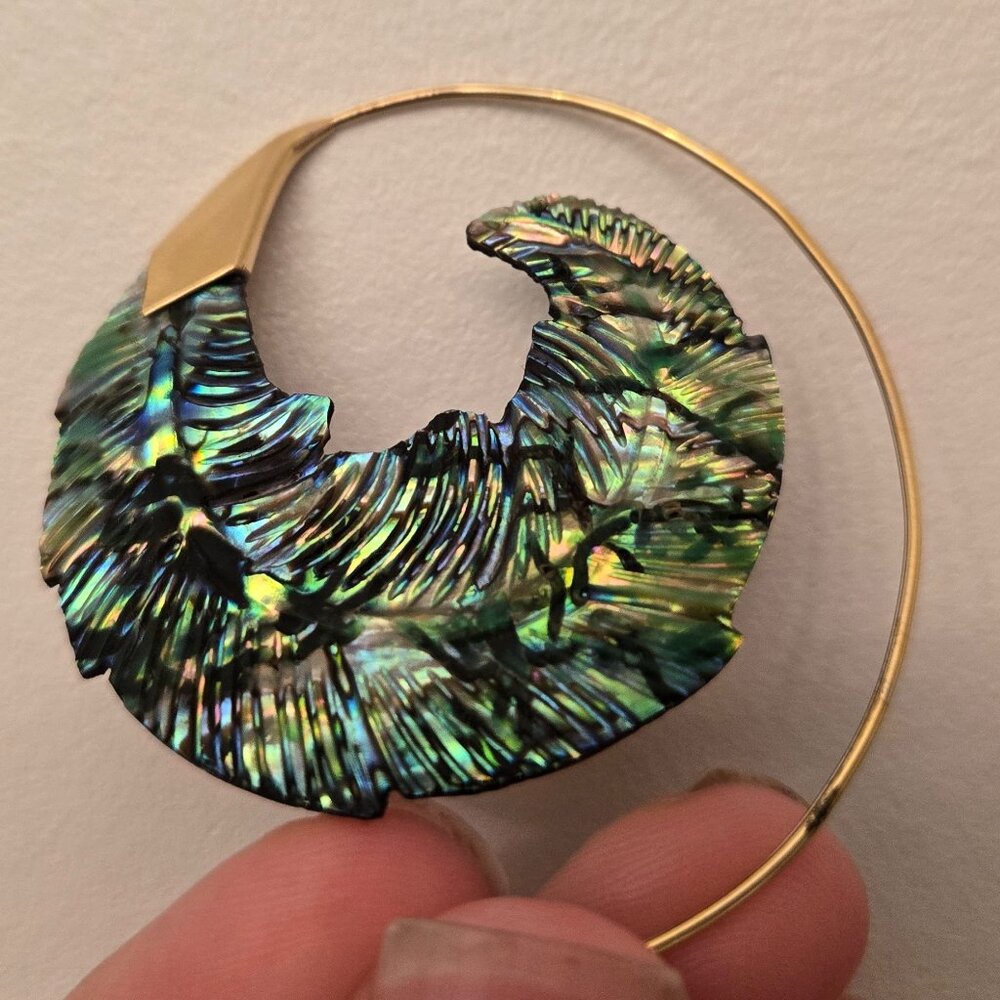 Abalone Sea Shell Hoop Earring (single) - Picture 6 of 10